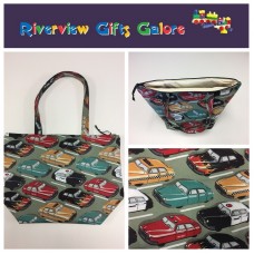 Large Tote Bag With Zip - Vintage Cars Large Tote Bag With Zip - Vintage Cars